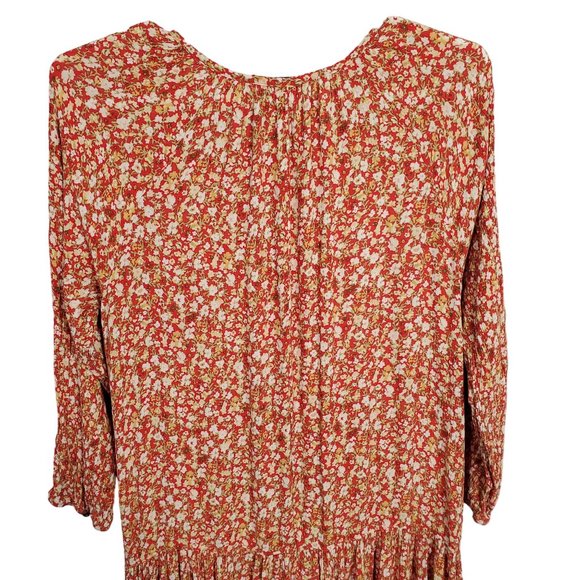 Sonoma Size XXL Dress Long Tiered Crinkle Flowy Floral Keyhole Full Hem Pullover - Picture 9 of 14